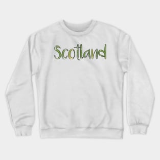 SCOTLAND, Green and Yellow Tartan Style Design Crewneck Sweatshirt